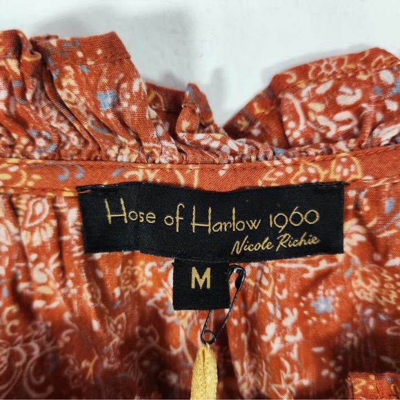 House Of Harlow 1960 Peasant Floral Ruffle Neck Blouse Fall M - Picture 3 of 7
